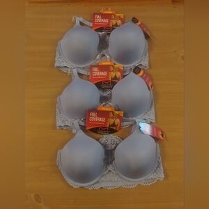3 Maidenform 36C Racerback Front Close Full Coverage Bra NWT Blue Lace